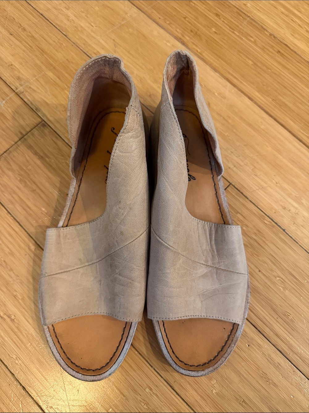 Free People Open-Toe Slip-On Mules in Tan